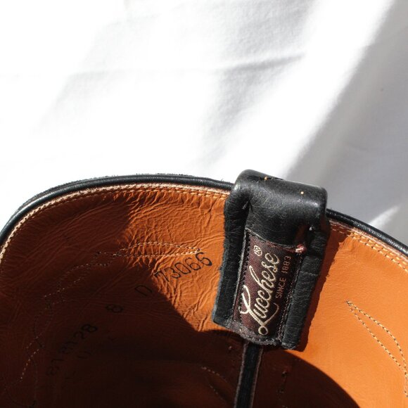 Lucchese Black Leather Boots Size 8D - Picture 6 of 16